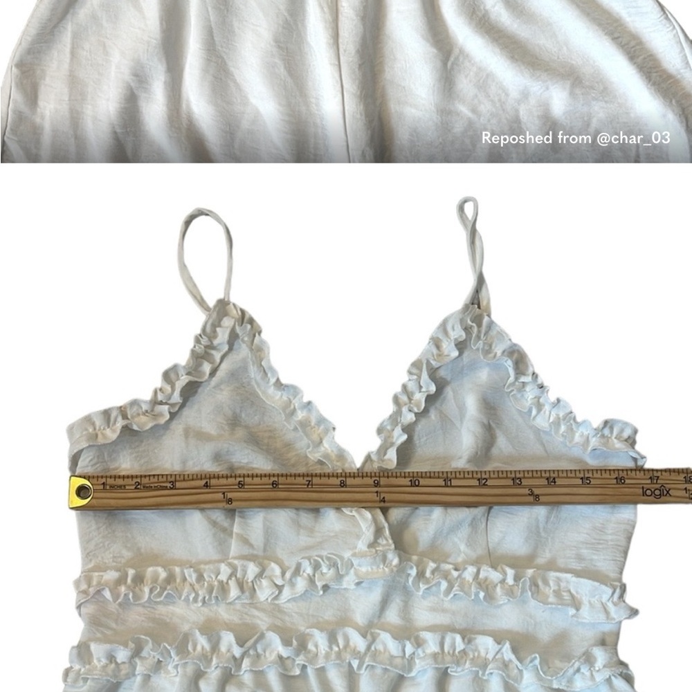 Spaghetti Strap White Ruffle Romper - Picture 3 of 7